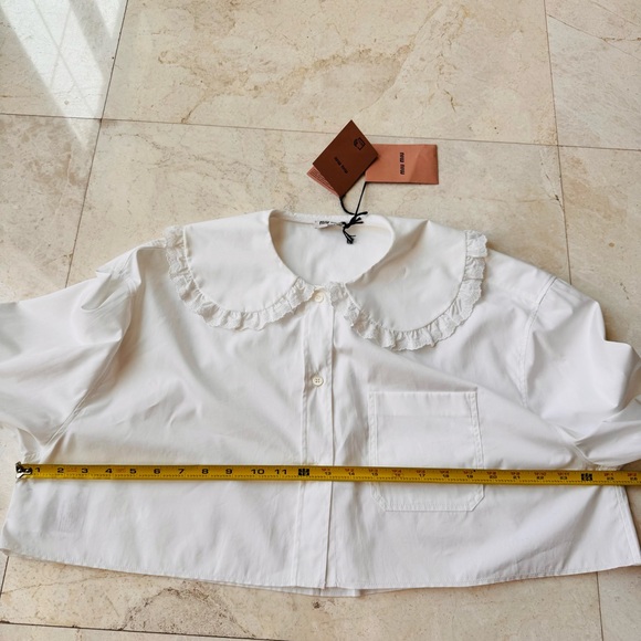 Miu Miu Peter Pan Collar Cropped Cotton Poplin shirt size 40 - Picture 13 of 16